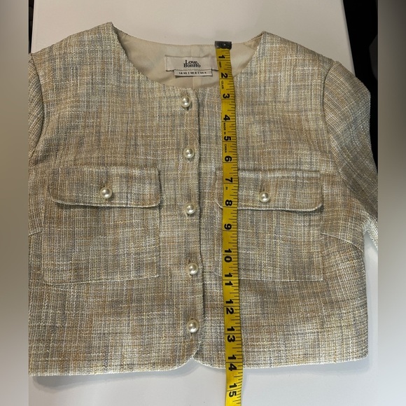 Love Bonito Women’s Short Sleeve Tweed Crop Top in Cream Sz 2 - Picture 6 of 9